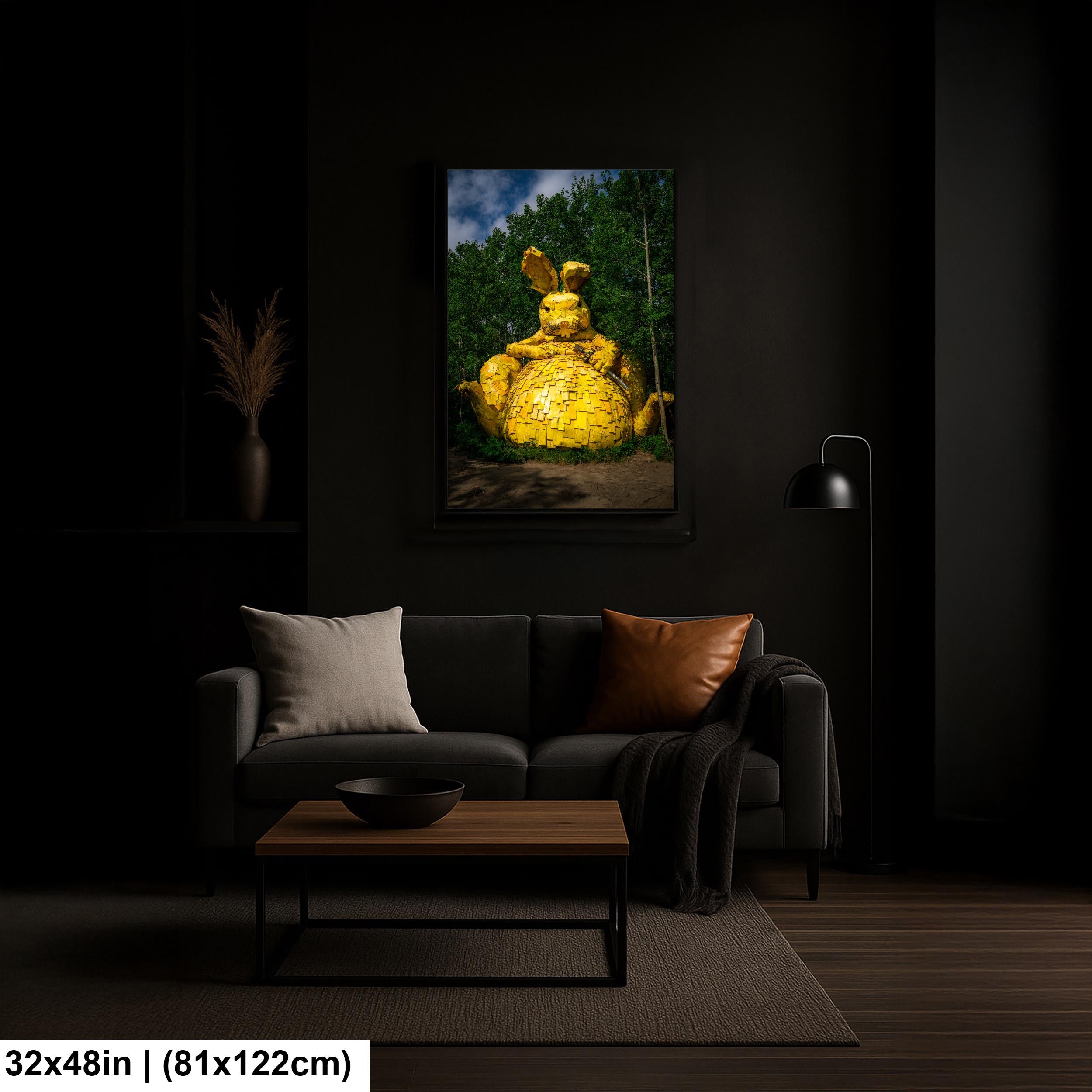 Giant Yellow Rabbit Sculpture Photography Print, Detroit Lakes Minnesota Art, Quirky Roadside Attraction Wall Decor