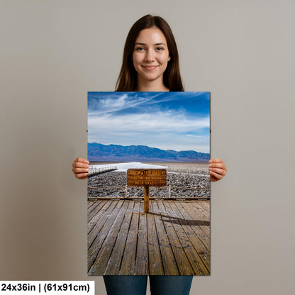 Badwater Basin Death Valley Photography Print, California Desert Landscape, Below Sea Level Sign, Mountain Wall Art