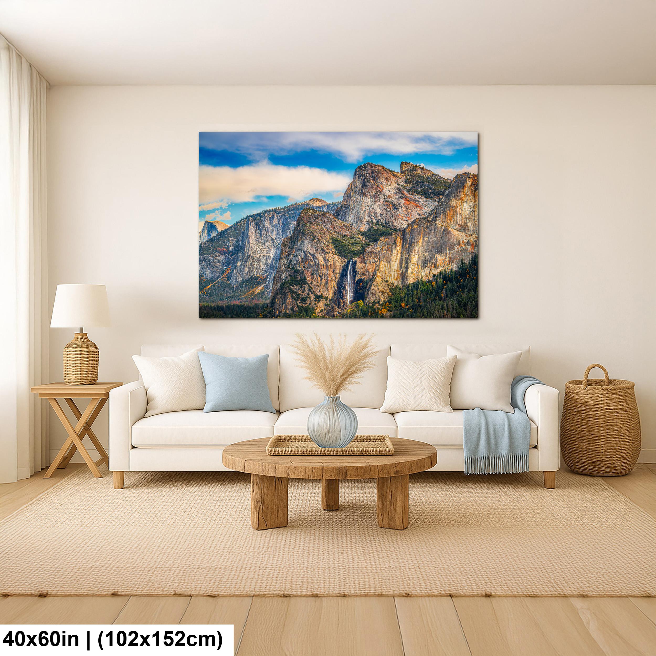 Bridalveil Fall and Granite Cliffs Yosemite National Park California Photography Print