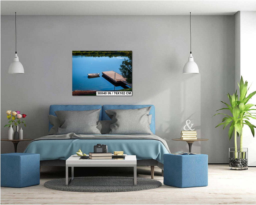 Oregon Lake Rowboat Print: Calm Water Reflection, Pacific Northwest Art