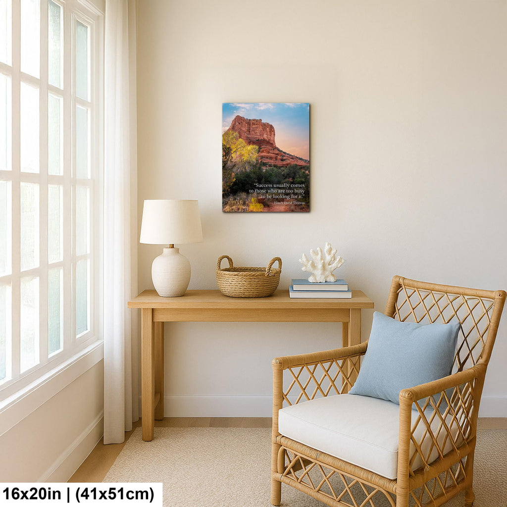 Sedona Red Rock Art – Thoreau Quote Print | Motivational Wall Decor Canvas