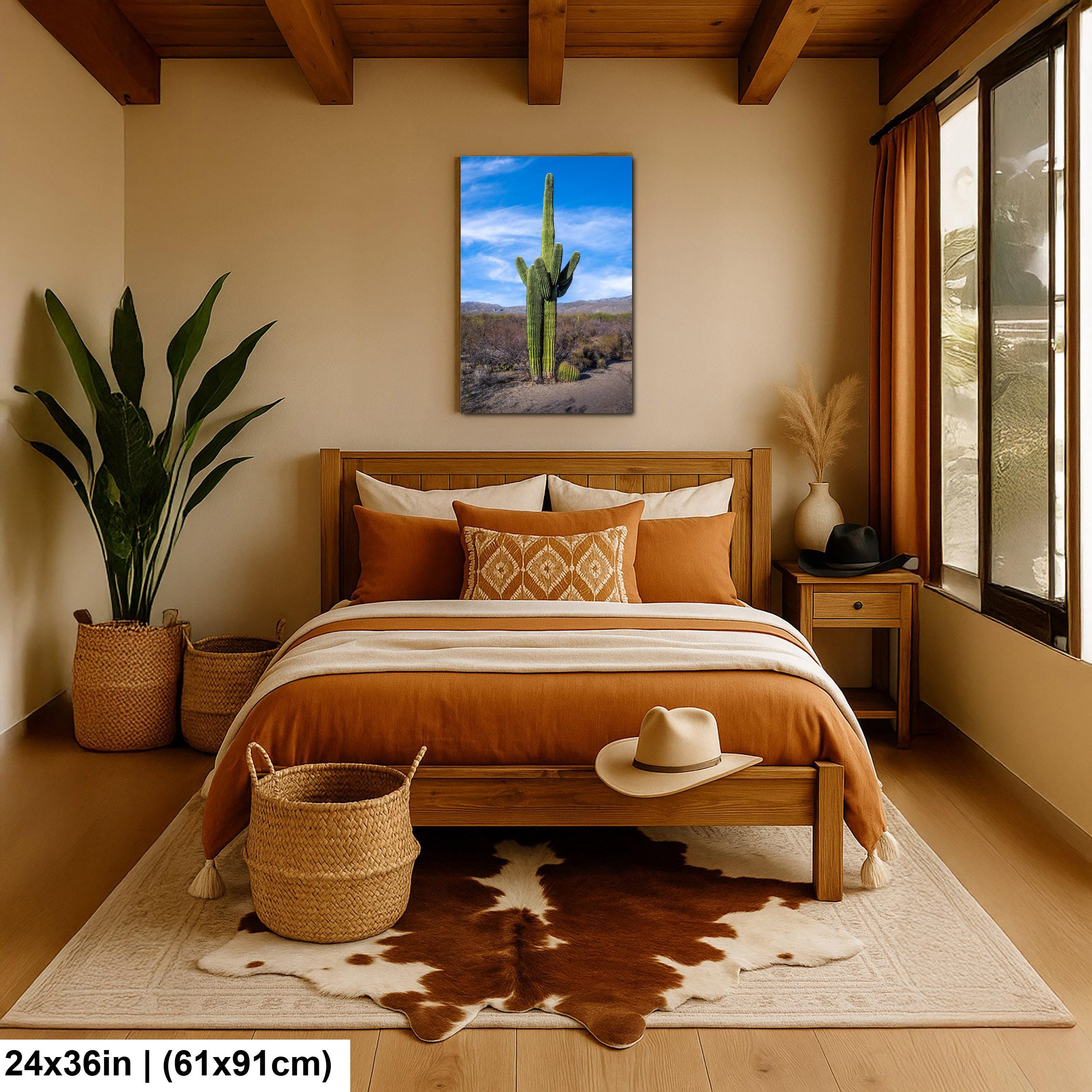 Towering Saguaro Against Blue Desert Sky Tucson Arizona Photography Print