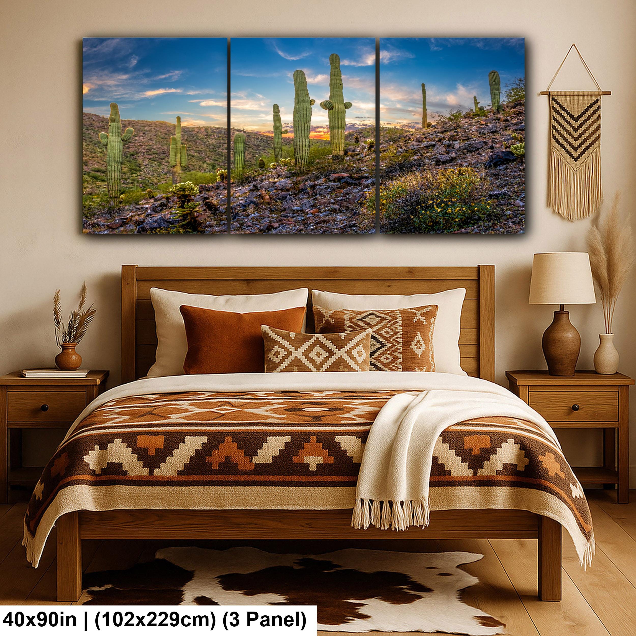 Sonoran Desert Saguaros at Sunset, Casa Grande Arizona Photography Wall Art