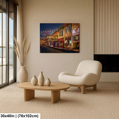 Bisbee Arizona Historic Street at Night, Southwest Architecture Photography Wall Art