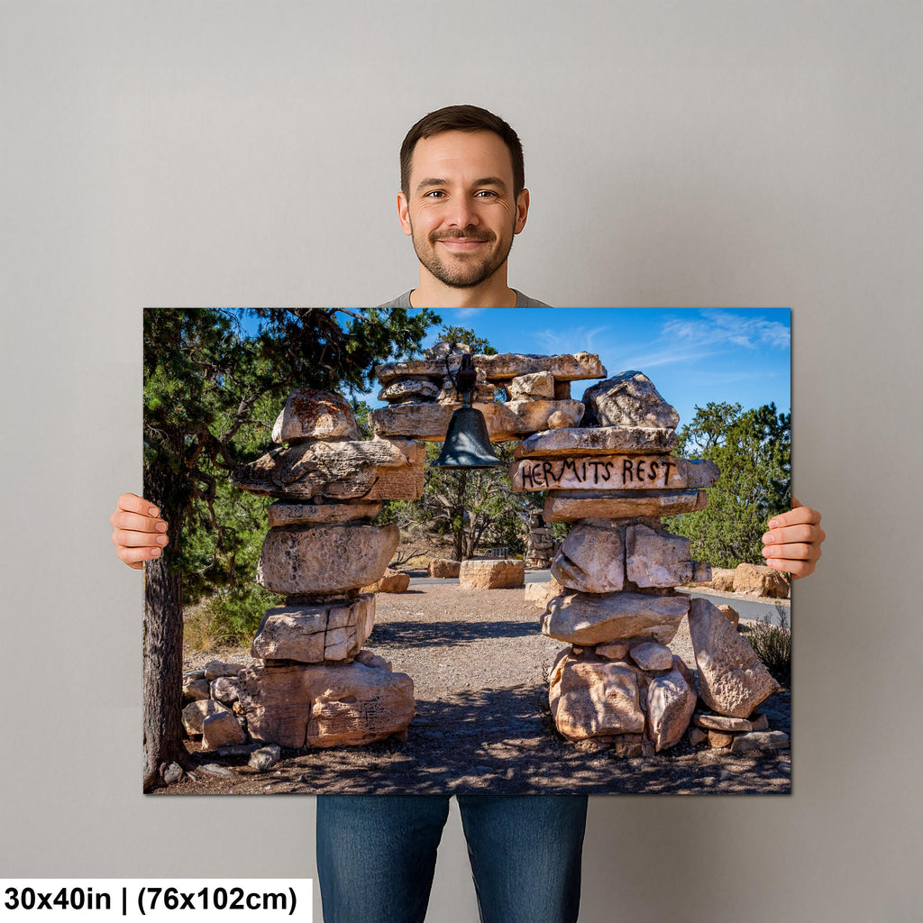 Hermits Rest Stone Entrance Bell at Grand Canyon National Park Arizona Photography Print