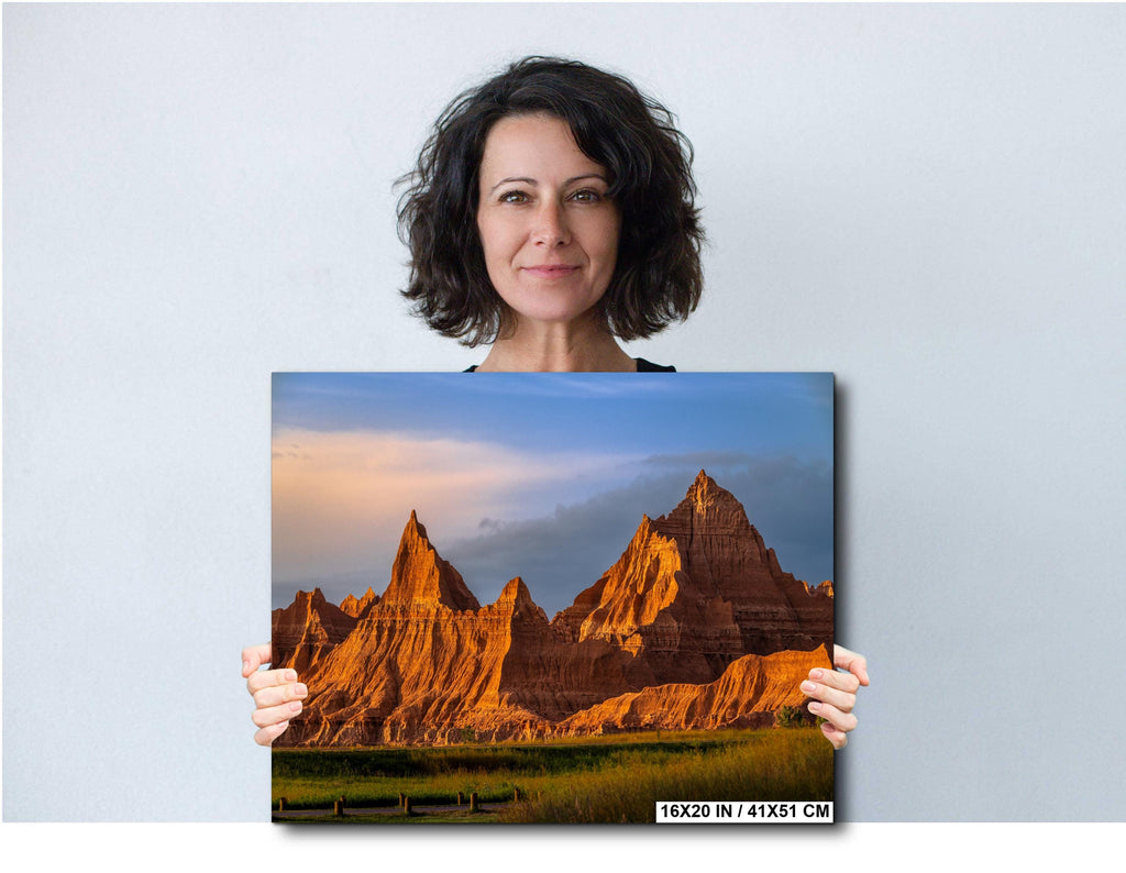 Badlands National Park: Spire Peaks Golden Hour, South Dakota Photography Wall Art