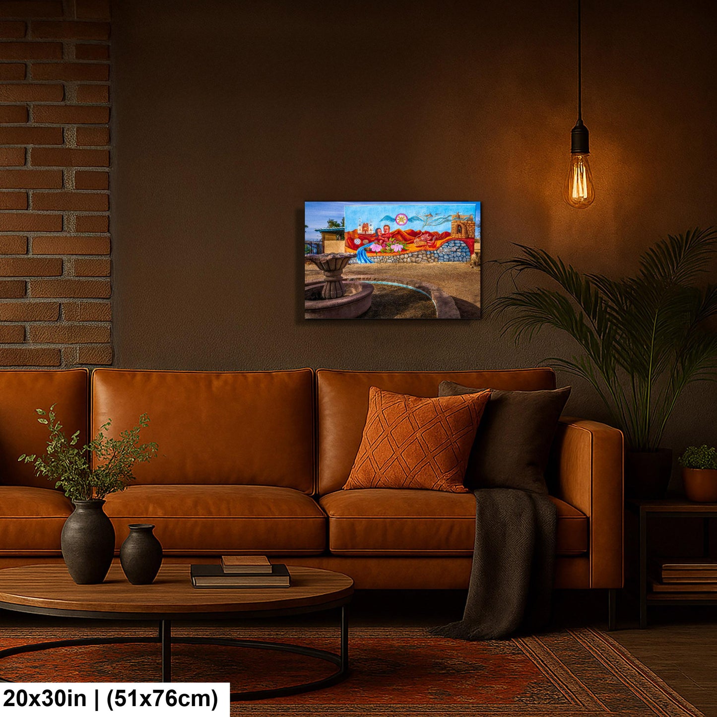 Tucson Mural - Cultural Heritage Mural With Fountain, Photography Print Wall Art