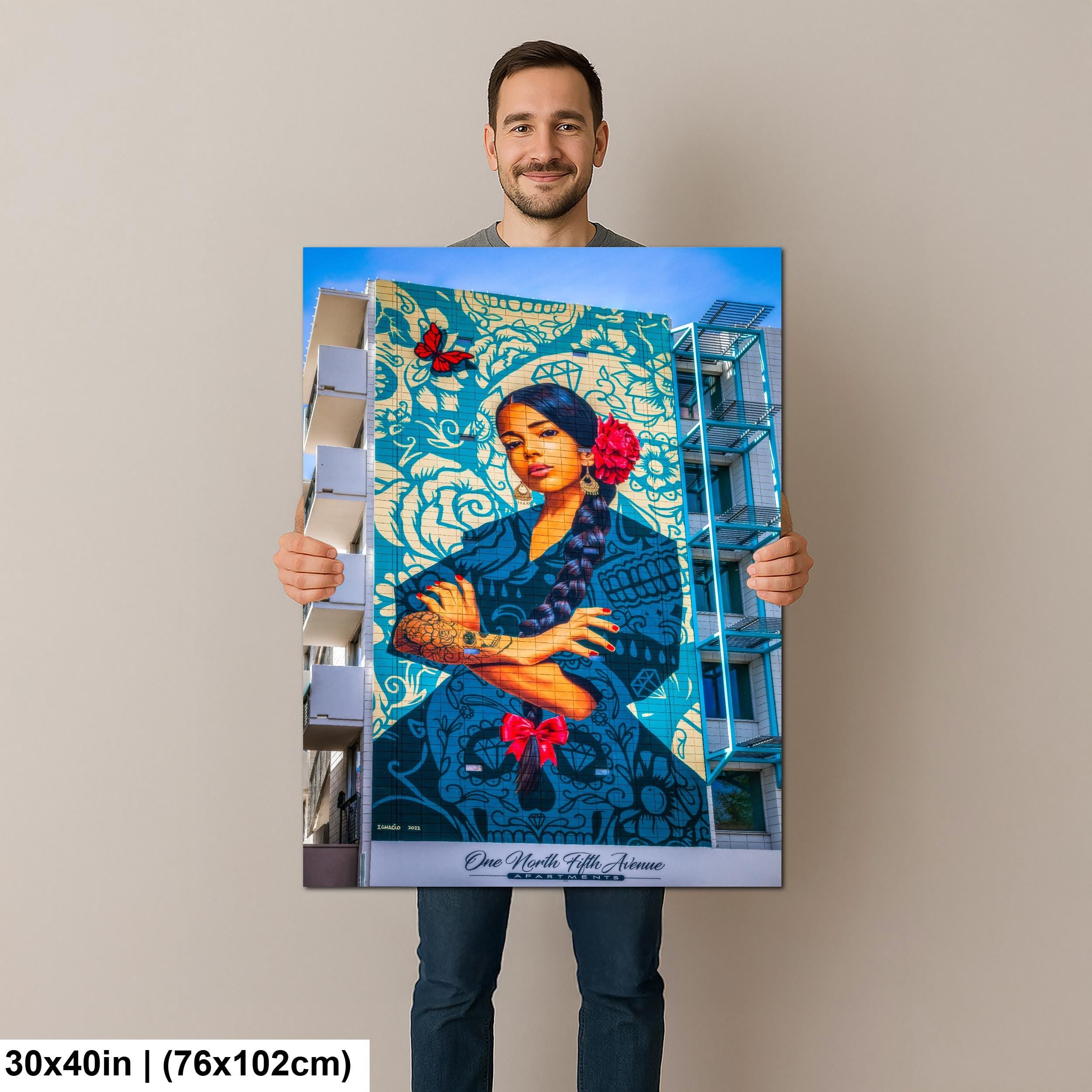 Tucson Mural - La Mujer Butterfly Mural, The Woman Portrait, Photography Print Wall Art