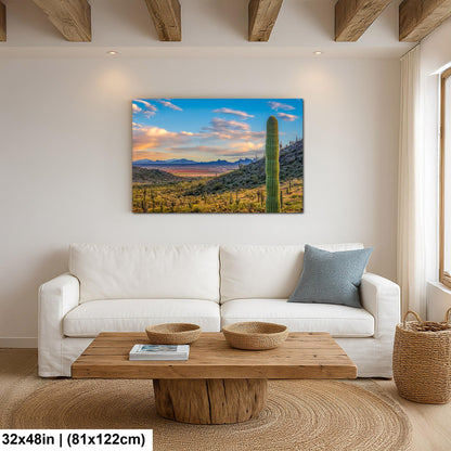 Desert Valley View with Saguaros, Casa Grande Arizona, Photography Wall Art