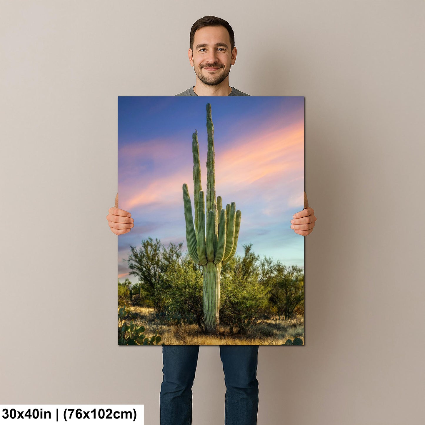 Oro Valley Saguaro at Dusk Photography Print, Tucson Arizona Desert Landscape, Southwestern Wall Art, Cactus Decor