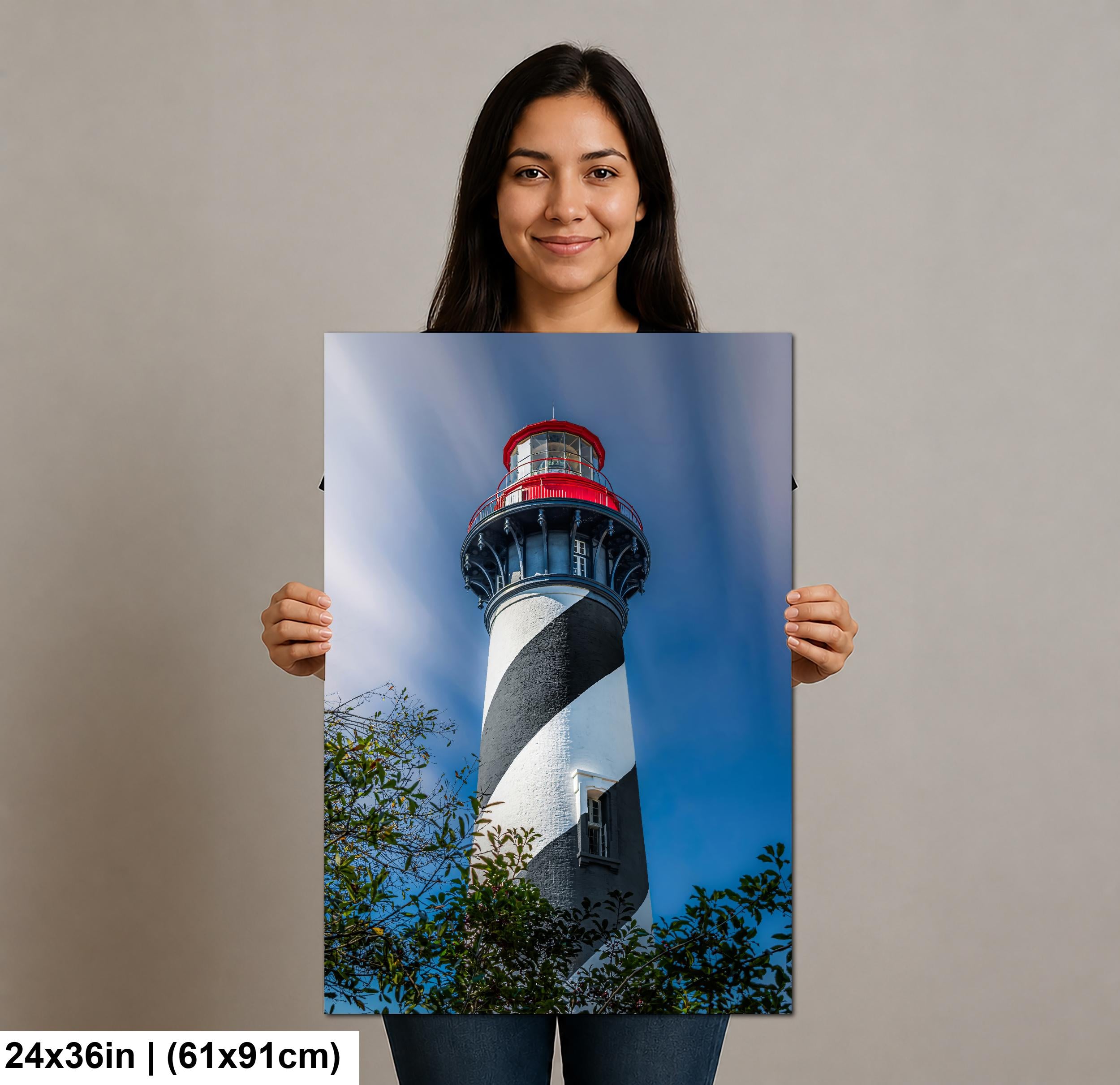 St. Augustine Lighthouse Photography Print, Florida Coastal Wall Art, Red and White Striped Tower, Nautical Decor