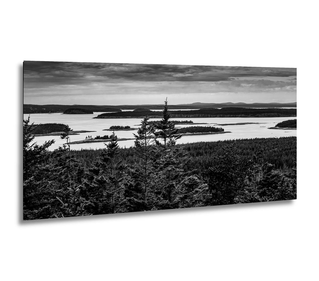 Beyond the Pines: Acadia National Park Maine Islands Black White Wall Art