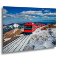 Pikes Peak Cog Railway Photography Print, Colorado Springs Mountain Train, Red Railway Winter Landscape Wall Art Decor