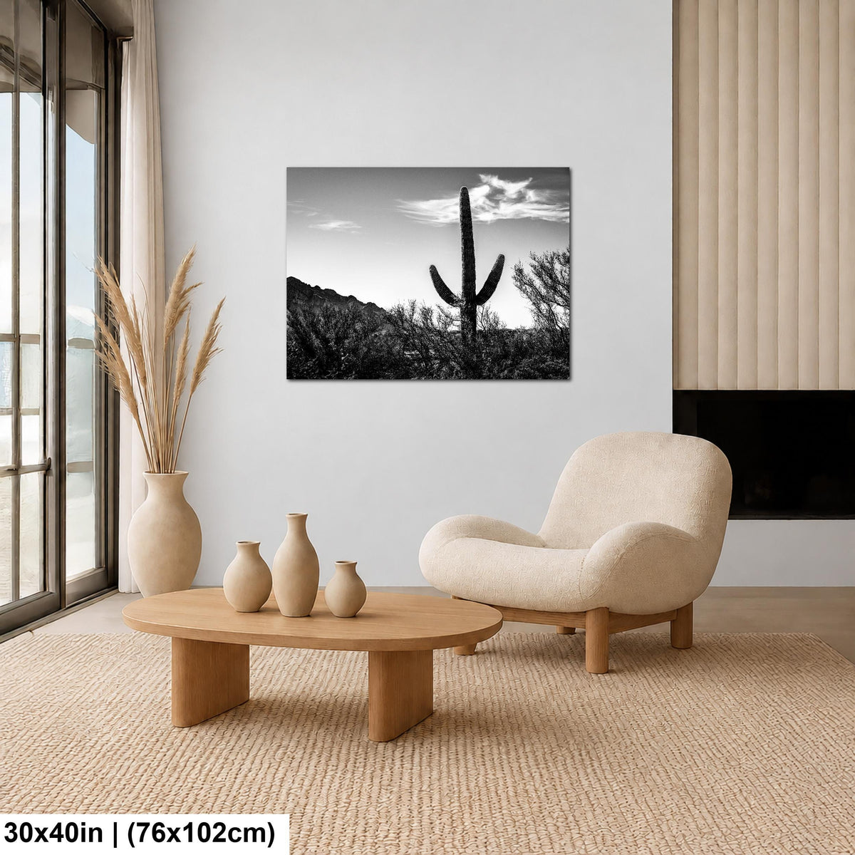 Desert Sentinel: Saguaro Cactus Oro Valley AZ Black White Photo Wall Art