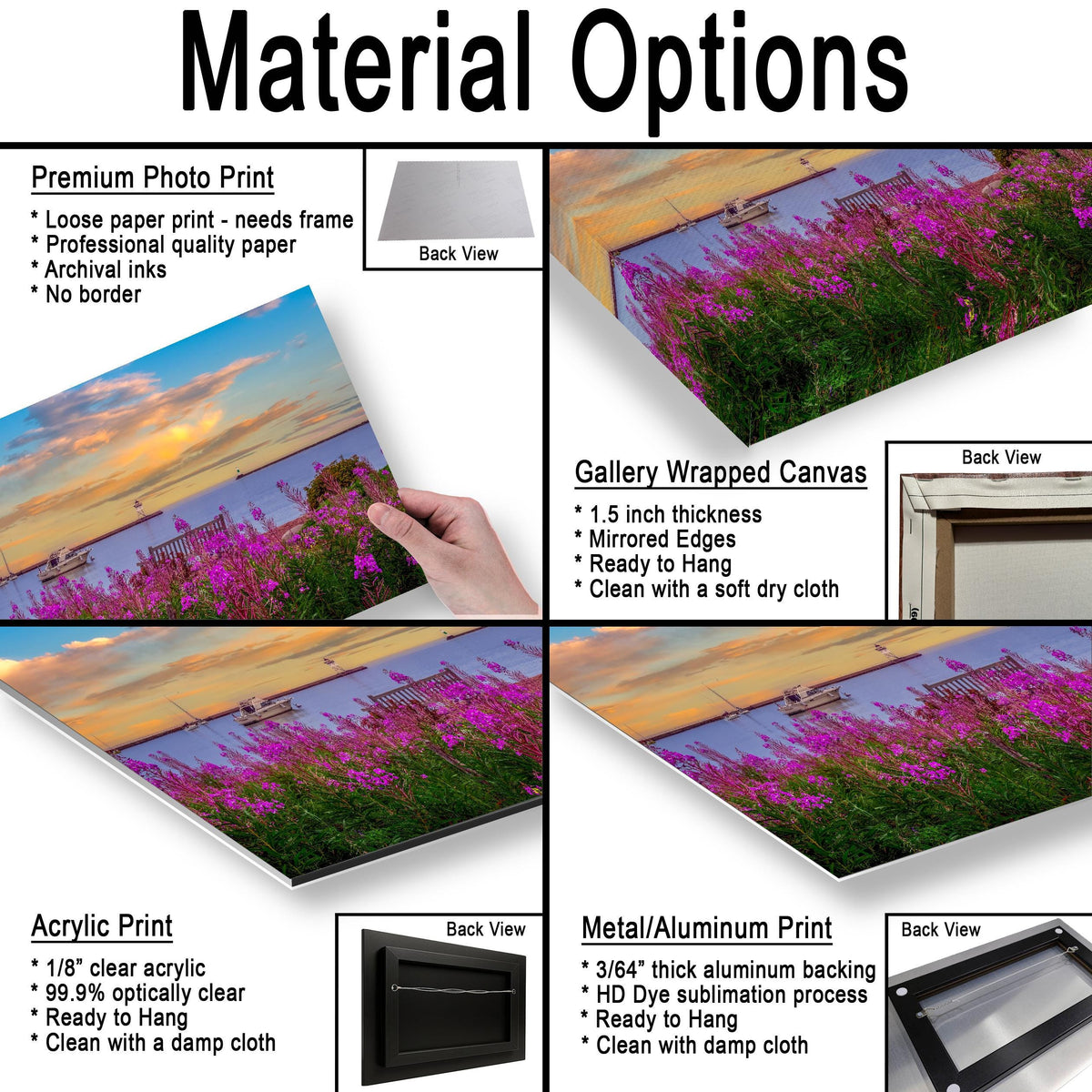 Purple Rosebay: Grand Marais Harbor Minnesota Coastal Photography Wall Art