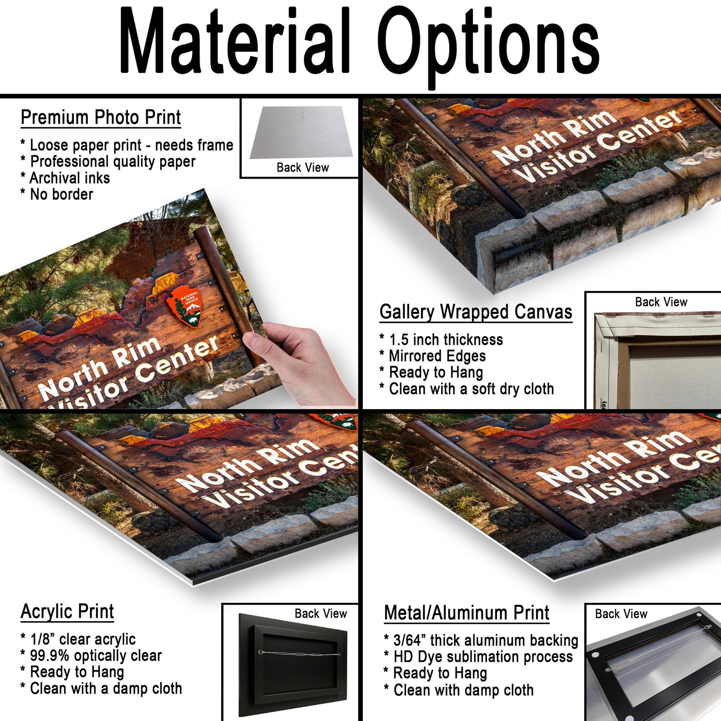 North Rim Visitor Center Sign, Grand Canyon National Park Arizona, Photography Print Wall Art