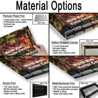 North Rim Visitor Center Sign, Grand Canyon National Park Arizona, Photography Print Wall Art