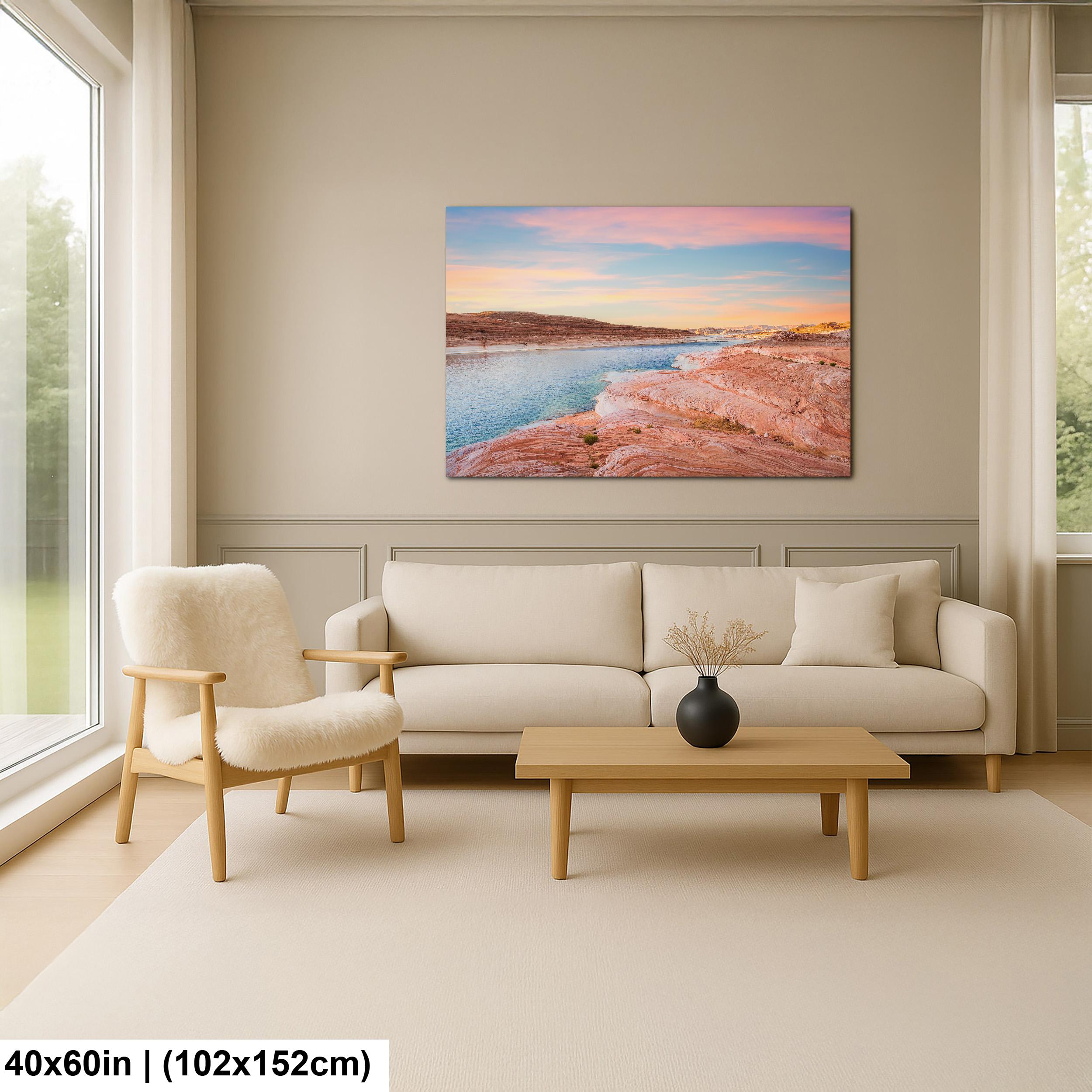 Lake Powell Sunset Landscape, Page Arizona Photography Print, Southwest Desert Wall Art, Pastel Sky Decor, Utah Home Decor