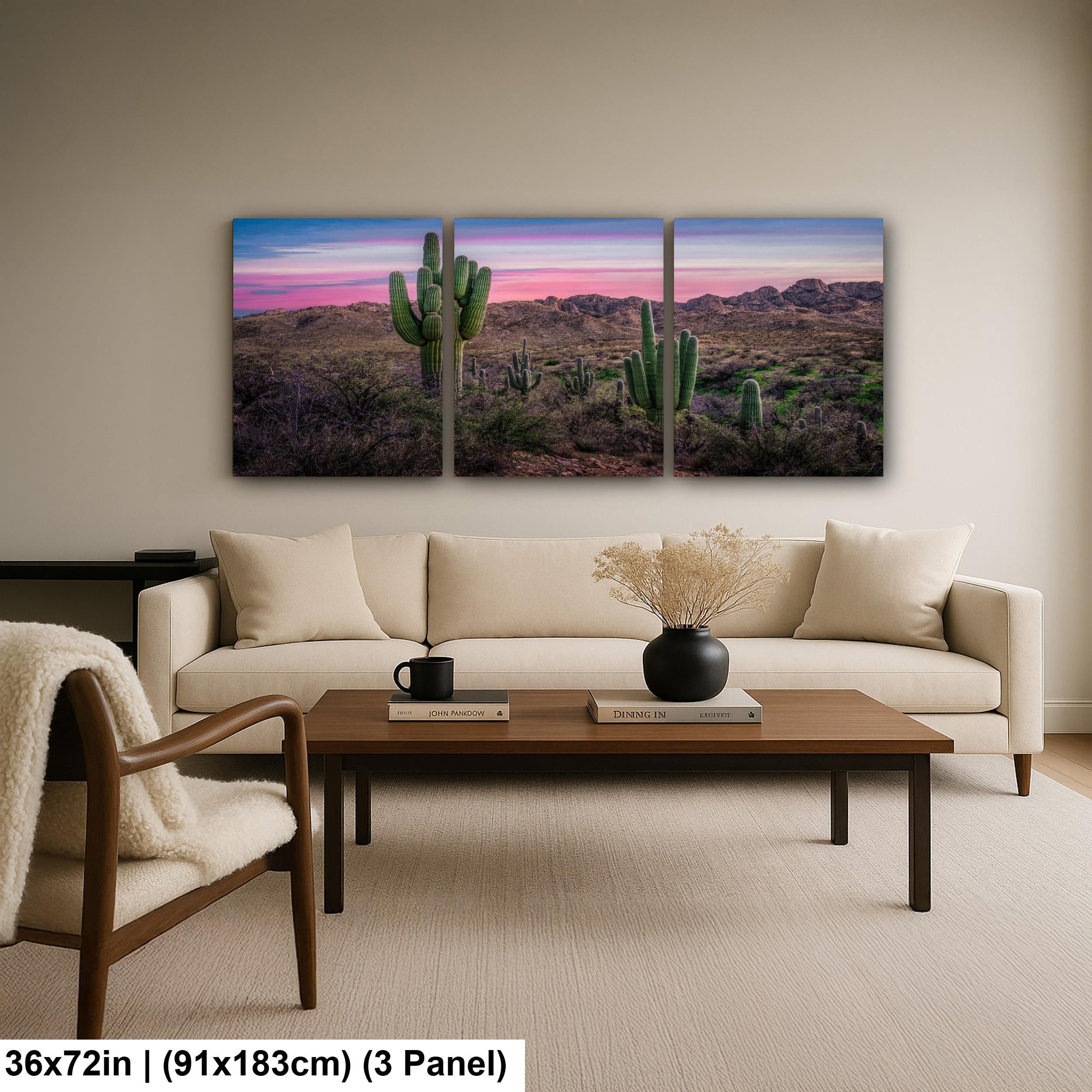 Sonoran Desert Sunset with Saguaros - Catalina State Park Tucson Arizona Photography Print