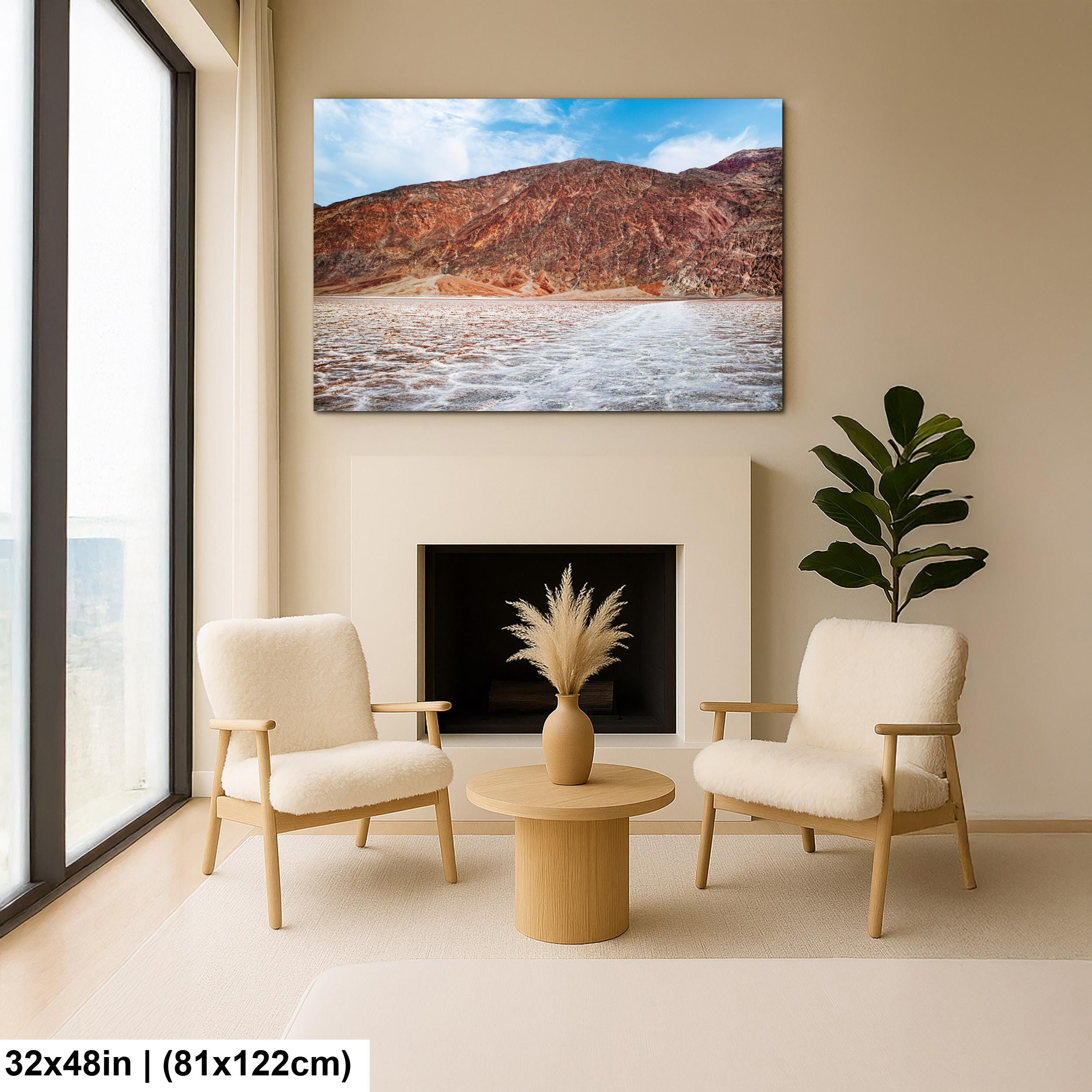 Badwater Basin Salt Flats and Black Mountains Death Valley California Photography Print