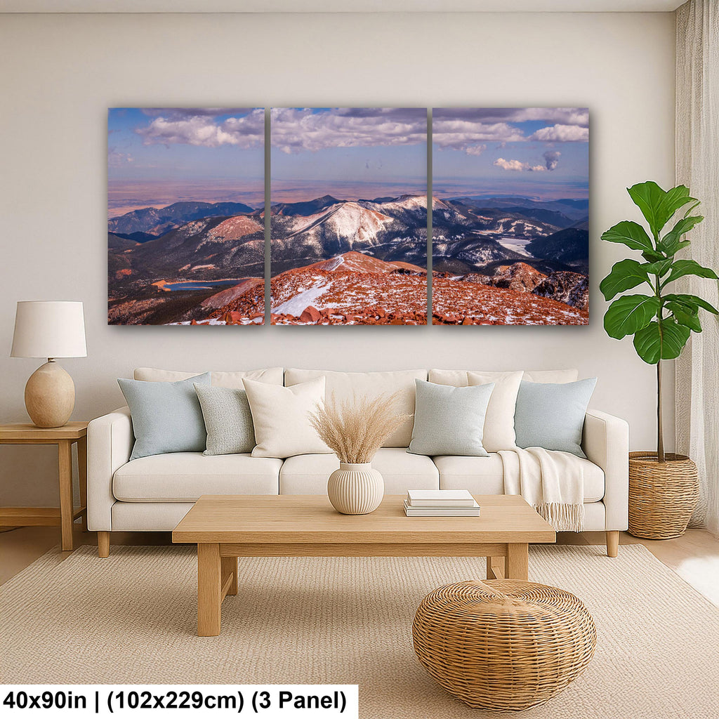 Dusted Ridges: Pikes Peak Summit Colorado Springs Photography Wall Art