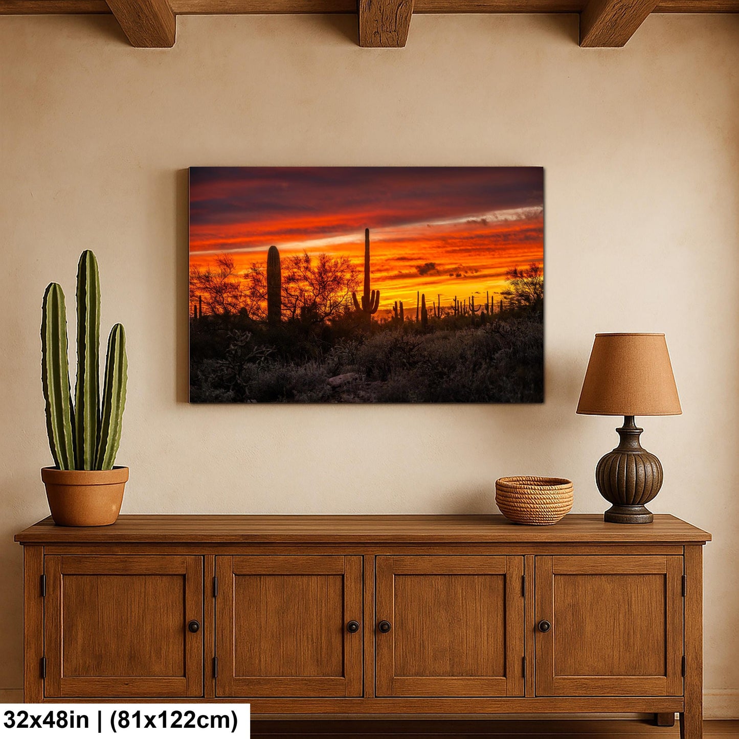 Gold Canyon Sunset Silhouettes, Hieroglyphic Trail Arizona Saguaro Cactus Desert Wall Art