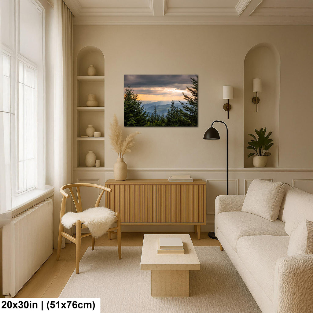 Mountain Glow: Sun Rays Great Smoky Mountains National Park Photo Wall Art