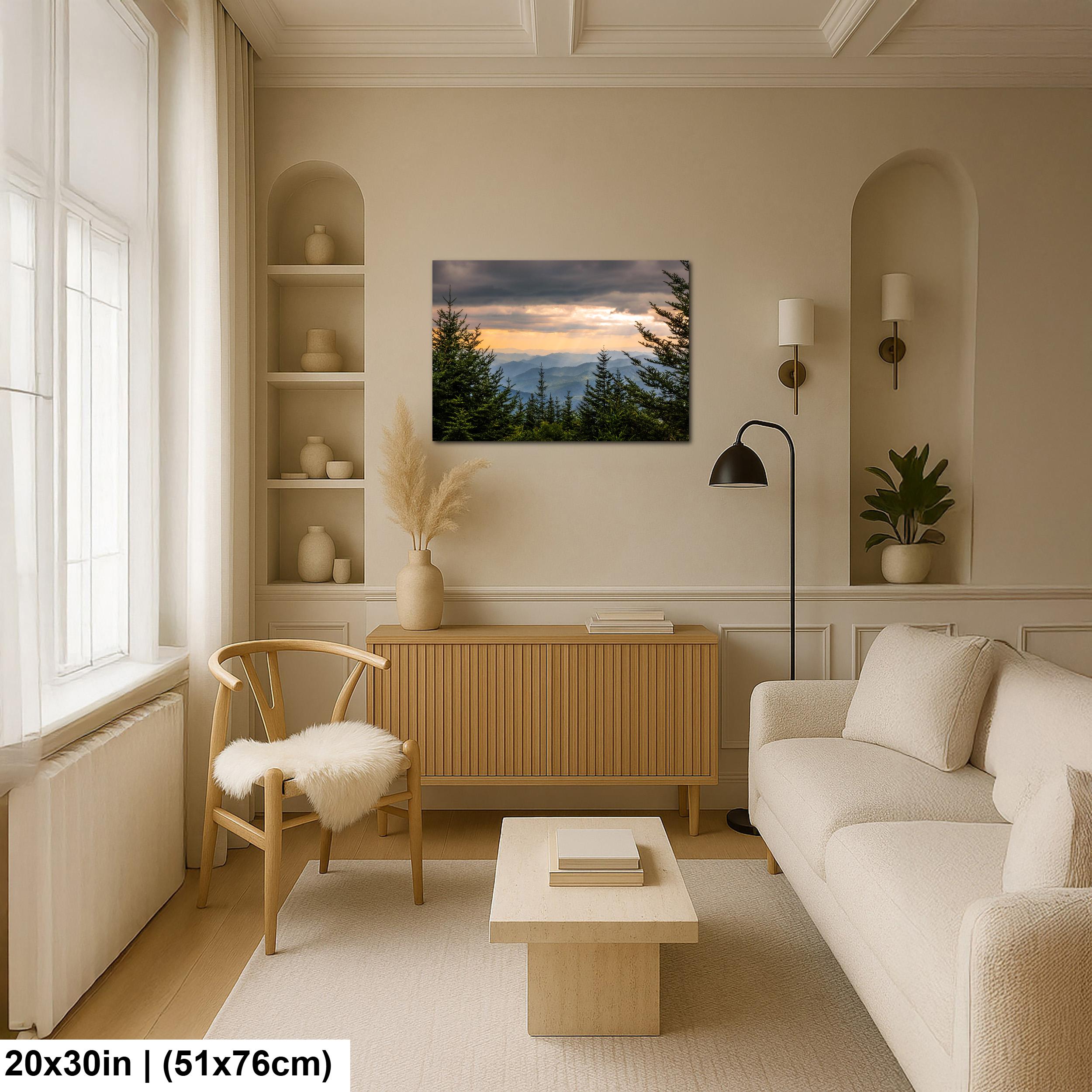 Mountain Glow: Sun Rays Great Smoky Mountains National Park Photo Wall Art