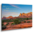 Matthew 7:7 Inspirational Bible Verse Wall Art for Faith and Perseverance, Sedona Red Rock Landscape Photography Wall Art