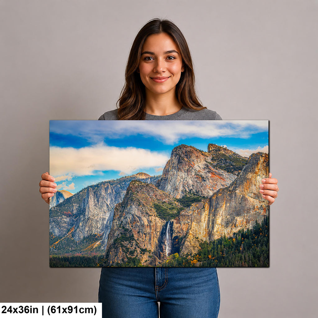 Bridalveil Fall and Granite Cliffs Yosemite National Park California Photography Print