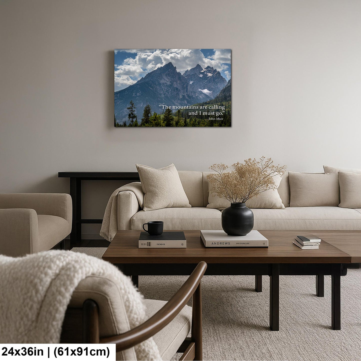 John Muir Motivational Wall Art for Adventure and Reflection, Mountain Landscape Photography Print for Home or Office Decor