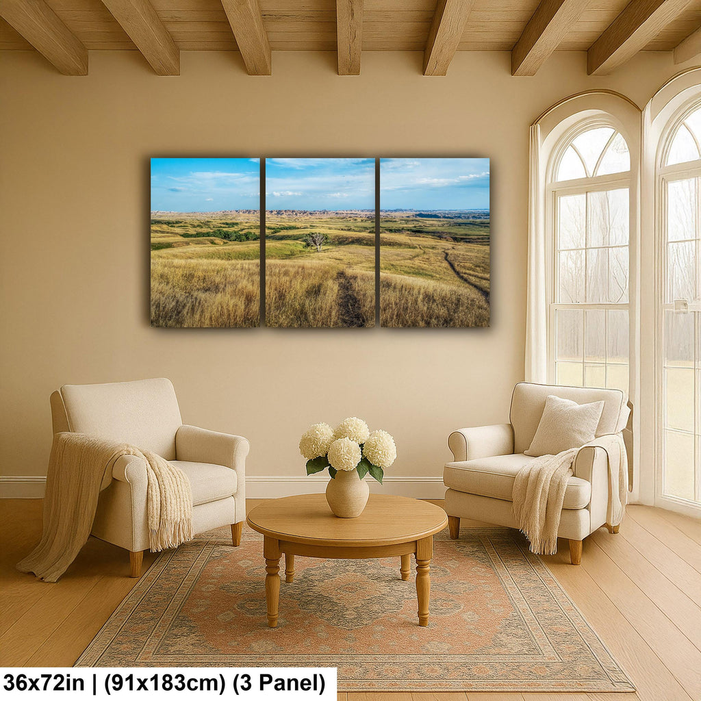 Solitary Prairie Tree Badlands National Park South Dakota Photography Print, Lone Tree Golden Grasslands Wall Art