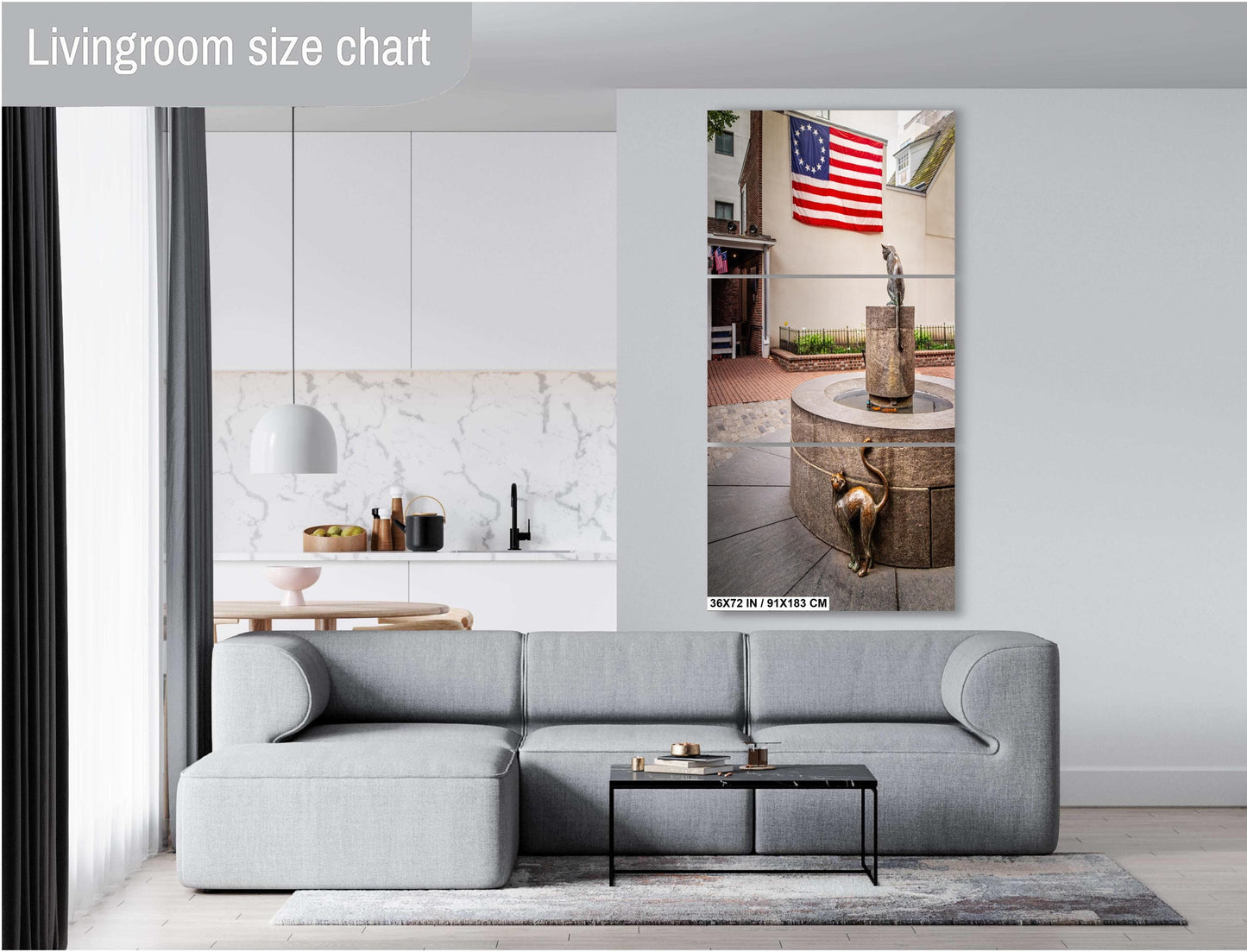 Betsy Ross Home Cat Statue Print: Philadelphia Patriotic Wall Art