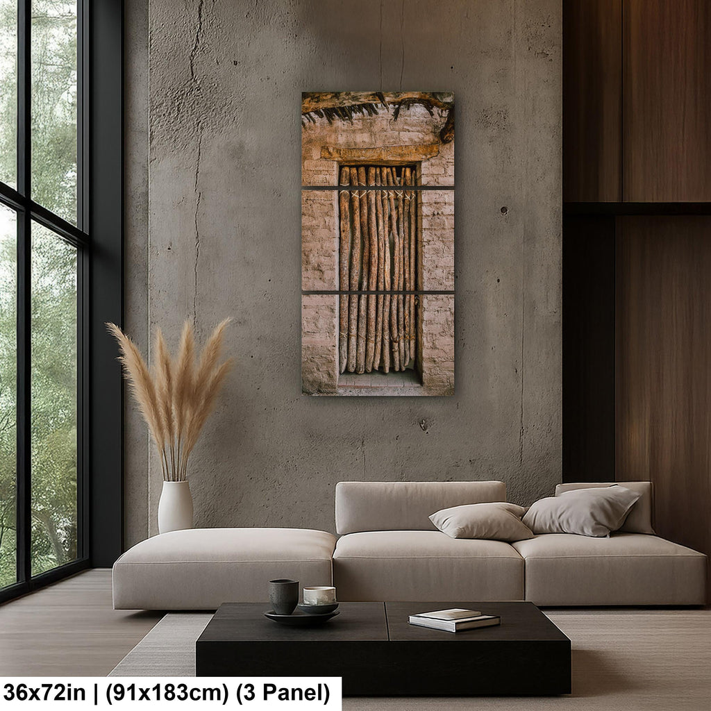 Tucson Arizona - Rustic Adobe Door With Wooden Branch Gate, Photography Print Wall Art