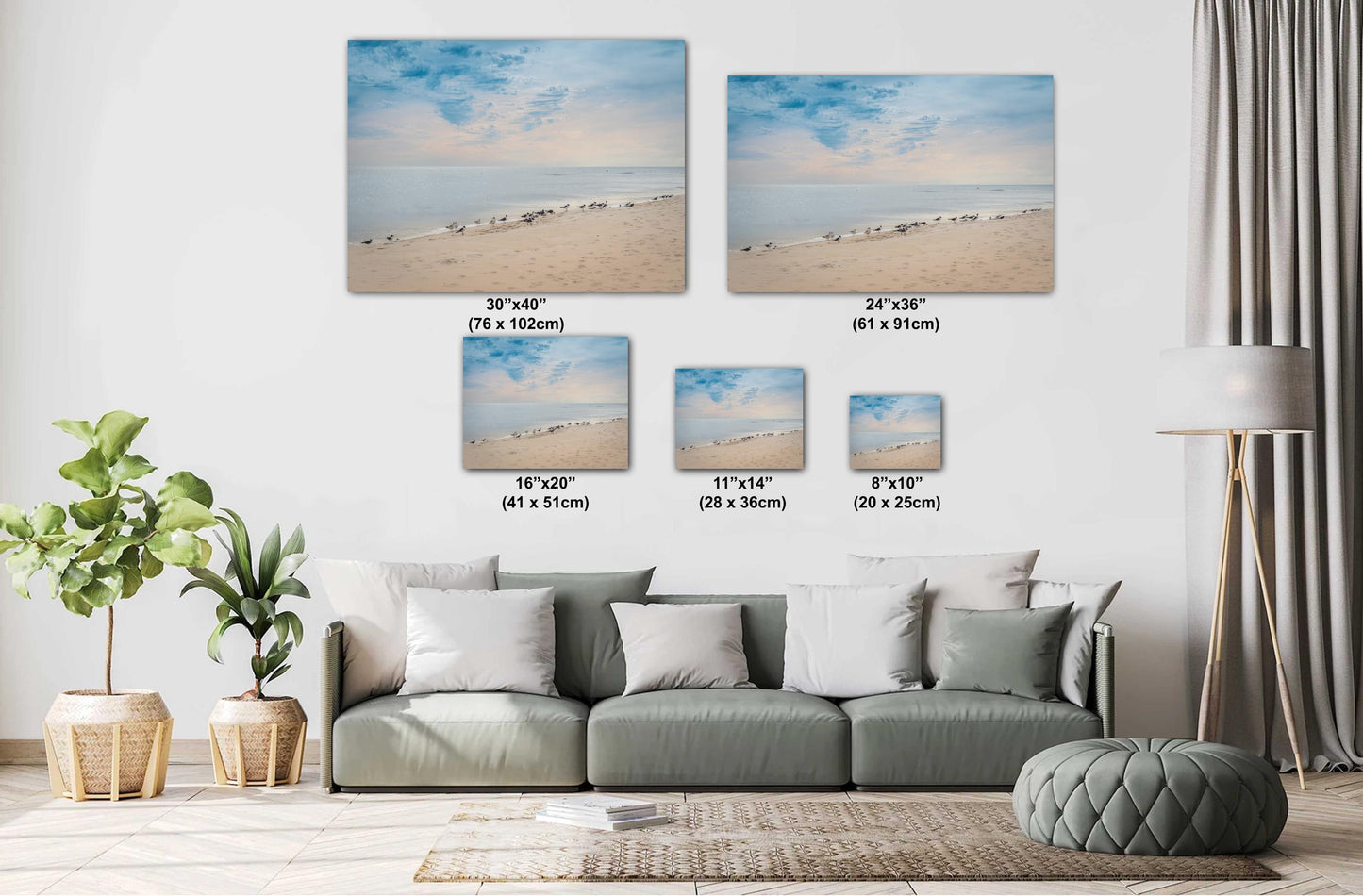 Birds on Perdido Key Beach: Florida Seascape Print Wall Art Coastal Wildlife Photography Aluminum/Acrylic/Metal/Canvas Home Decor