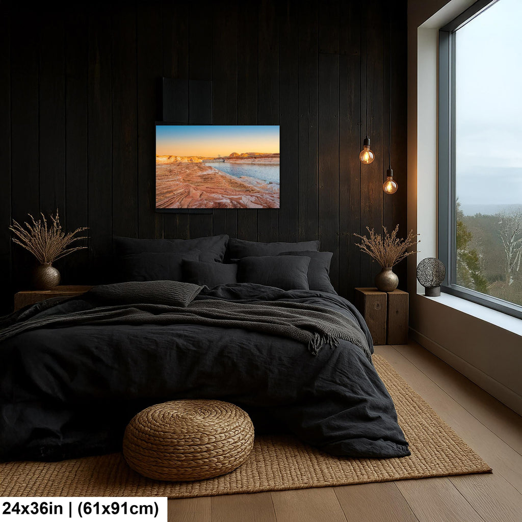 Glen Canyon Dam Lake Powell Golden Hour Print, Arizona Southwest Landscape Wall Art