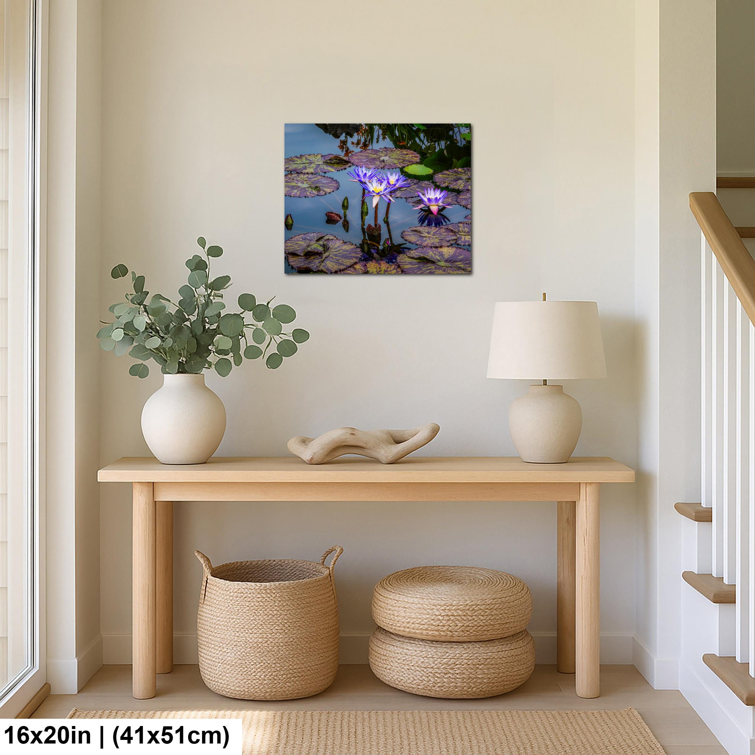 Purple Star Lotus: Botanical Water Lily Flower Pond Photography Wall Art