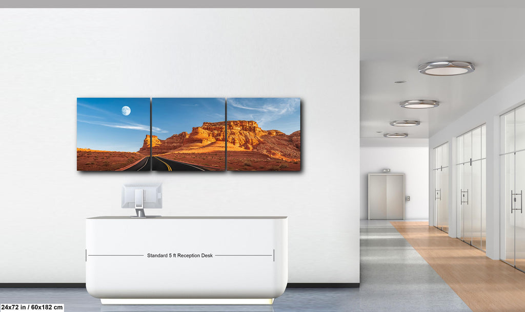 Moonrise Over Red Cliffs Highway Page Arizona Photography Print, Desert Landscape Wall Art, Southwest Road Decor