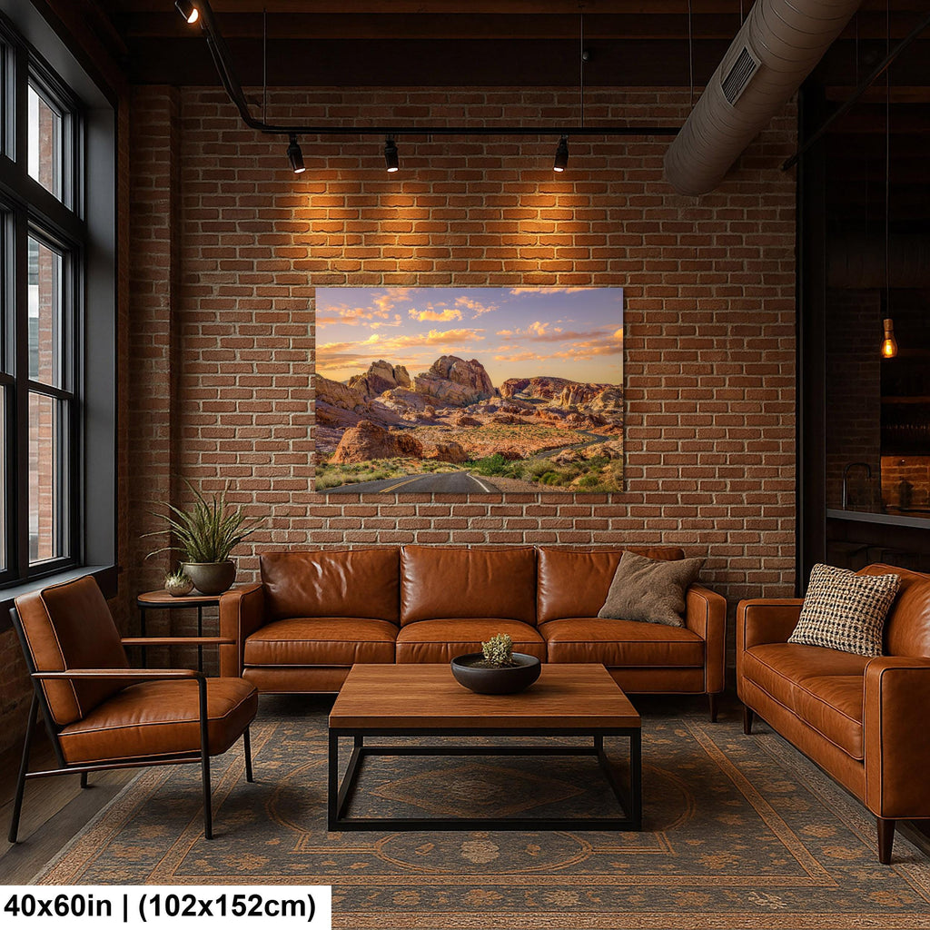 Sandstone Road: Valley of Fire State Park Nevada Golden Hour Photo Wall Art