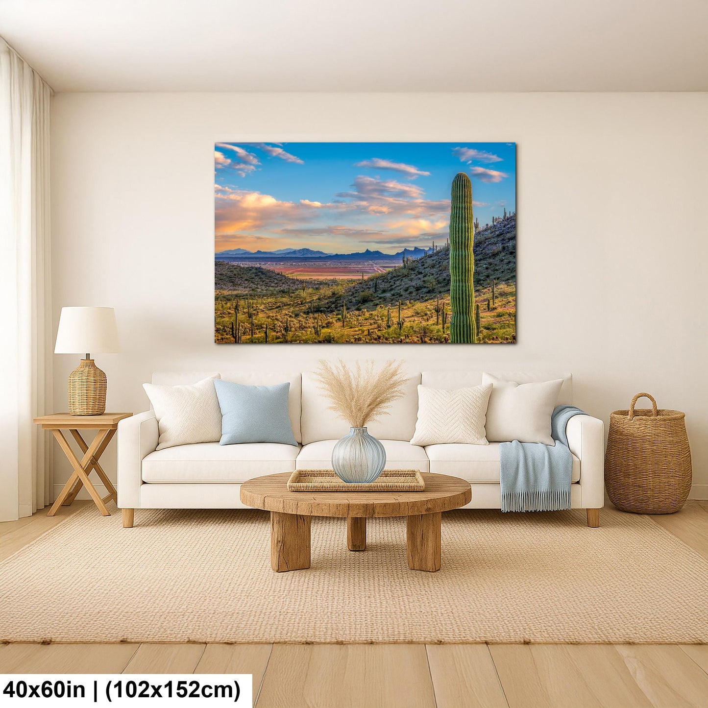 Desert Valley View with Saguaros, Casa Grande Arizona, Photography Wall Art