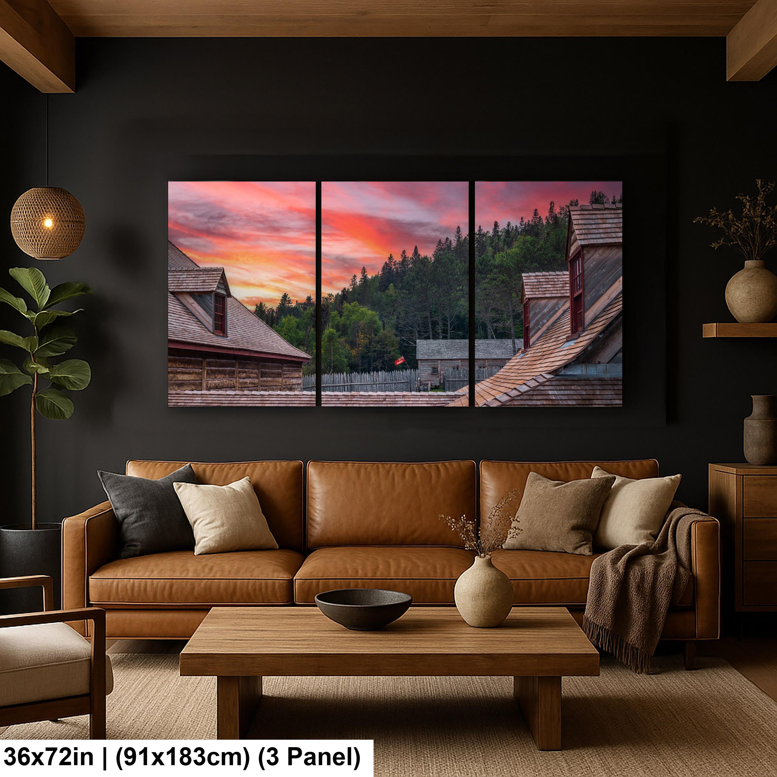 Grand Portage Historic Fort at Sunset Photography Print, Grand Marais Minnesota Wall Art, Rustic Cabin Decor