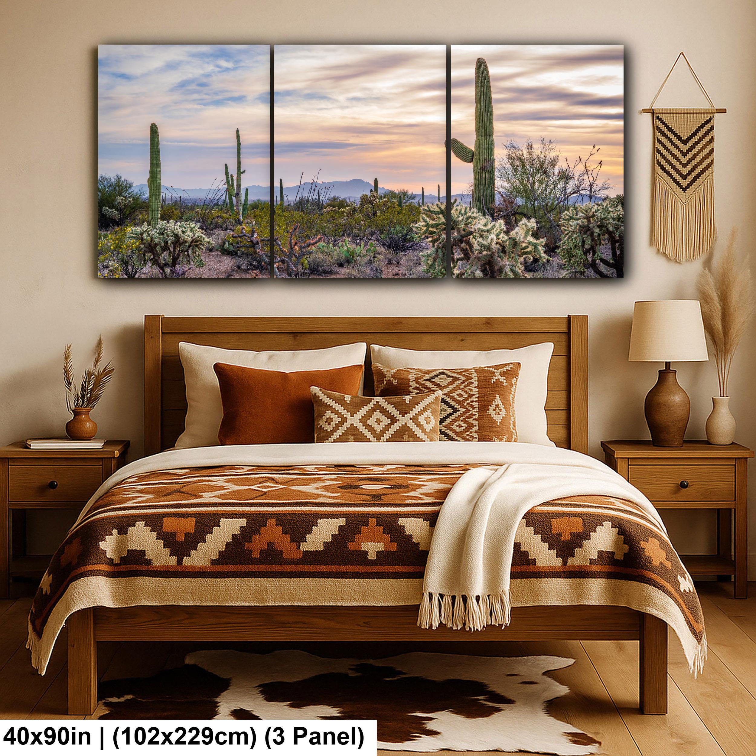 Pastel Desert Sunset with Saguaros and Cholla Tucson Arizona Photography Print