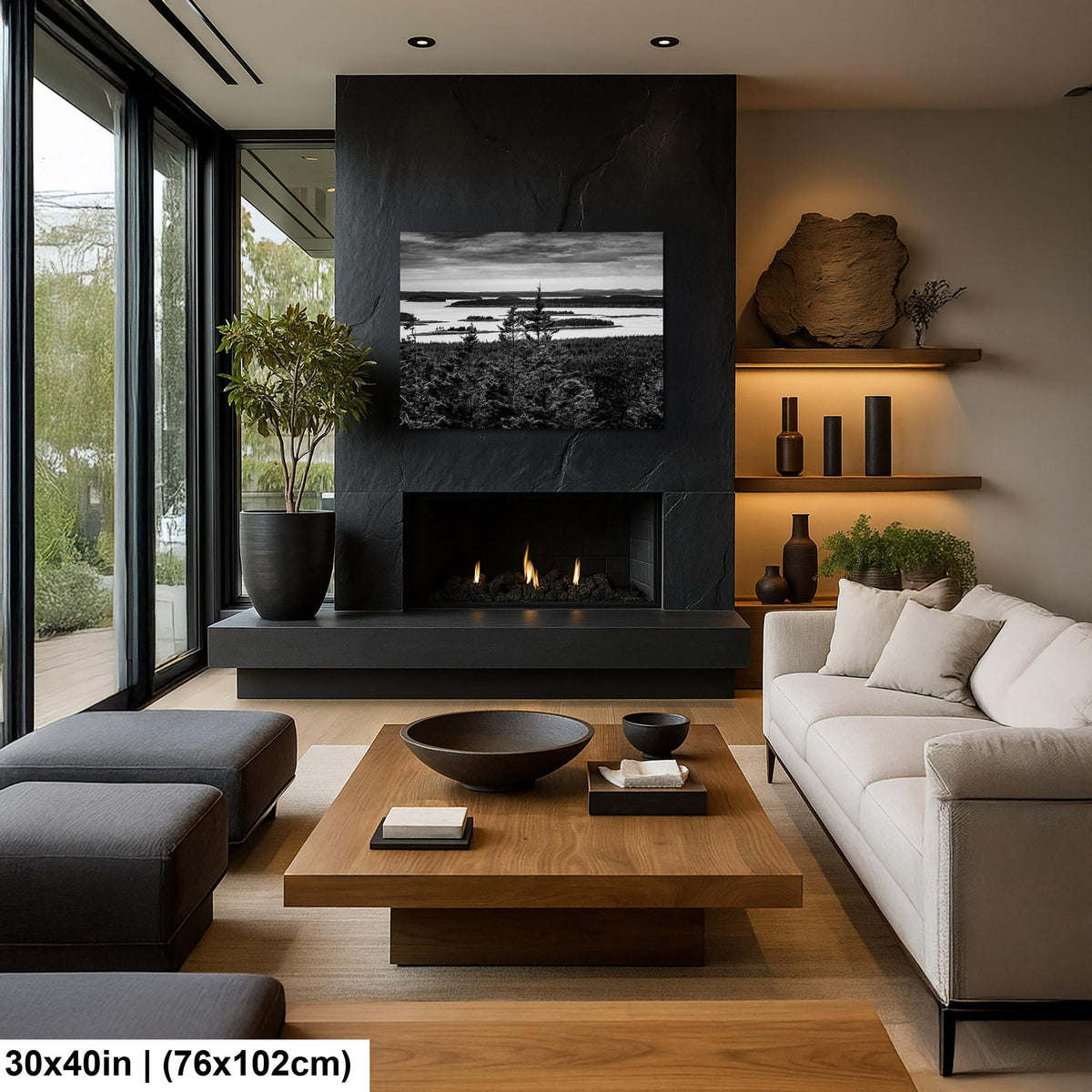 Beyond the Pines: Acadia National Park Maine Islands Black White Wall Art