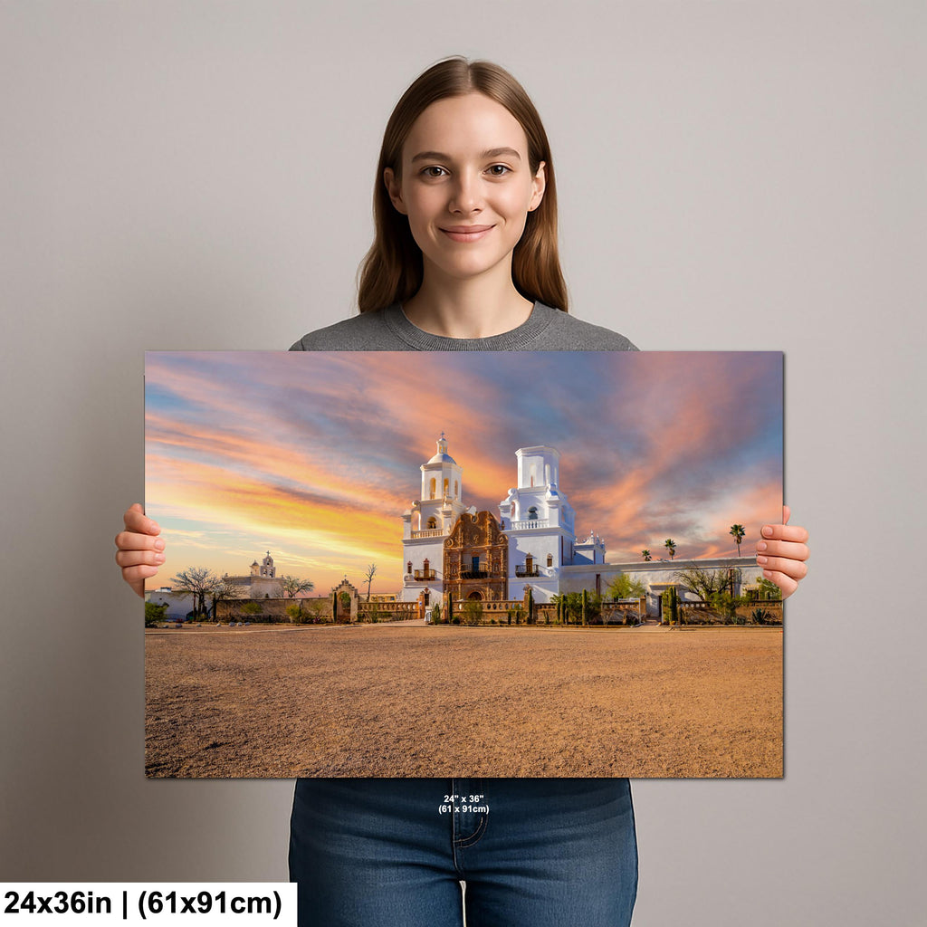 San Xavier Mission Sunset: Tucson Arizona Photography Wall Art