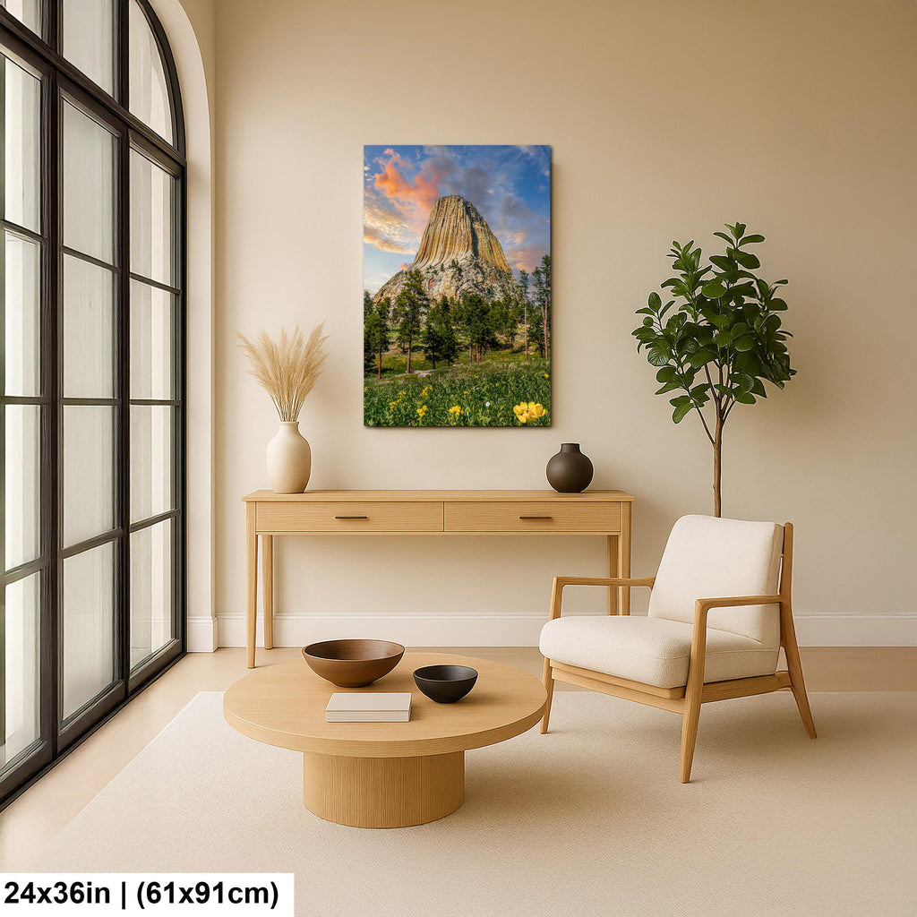 Towering Presence: Devils Tower Wyoming Summer Landscape Photo Wall Art