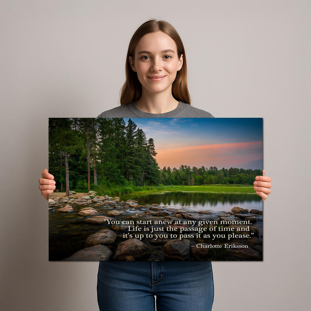 Motivational Wall Art – New Beginnings Art with Growth Quote & Nature Photography Print
