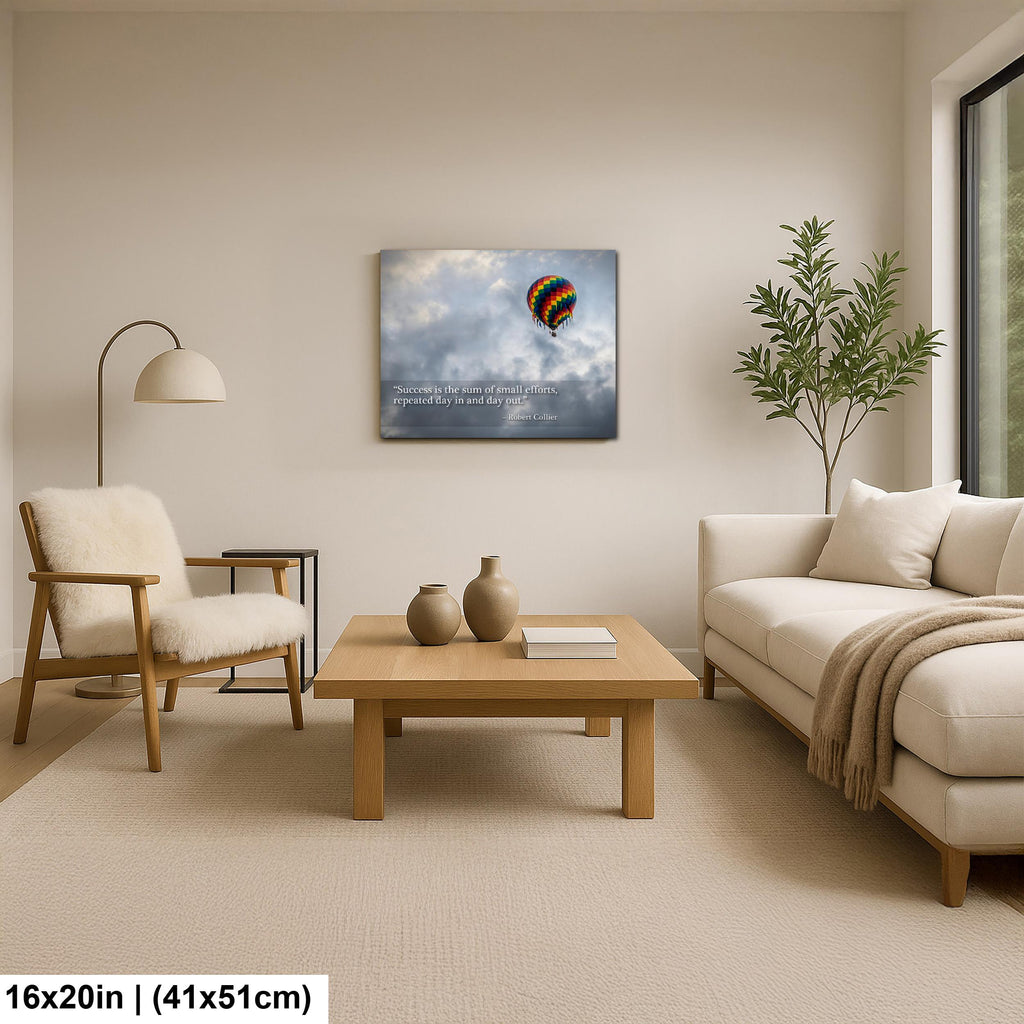 Motivational Wall Art - Hot Air Balloon Print | Persistence Artwork for Office Wall Decor