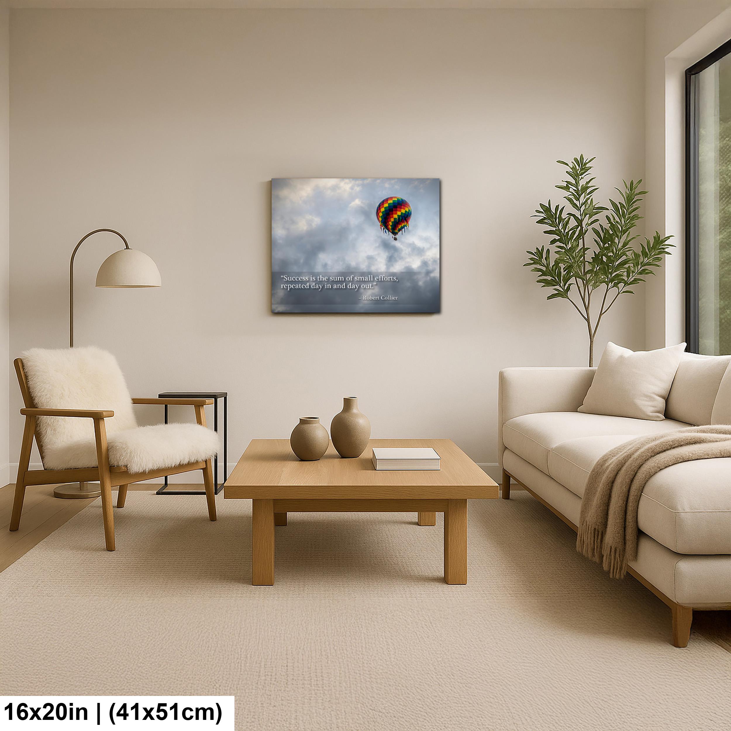 Motivational Wall Art - Hot Air Balloon Print | Persistence Artwork for Office Wall Decor