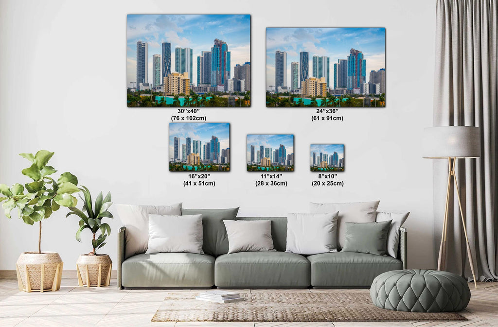 Miami Skyline Canvas Print - Downtown Miami Wall Art | Biscayne Bay Panorama