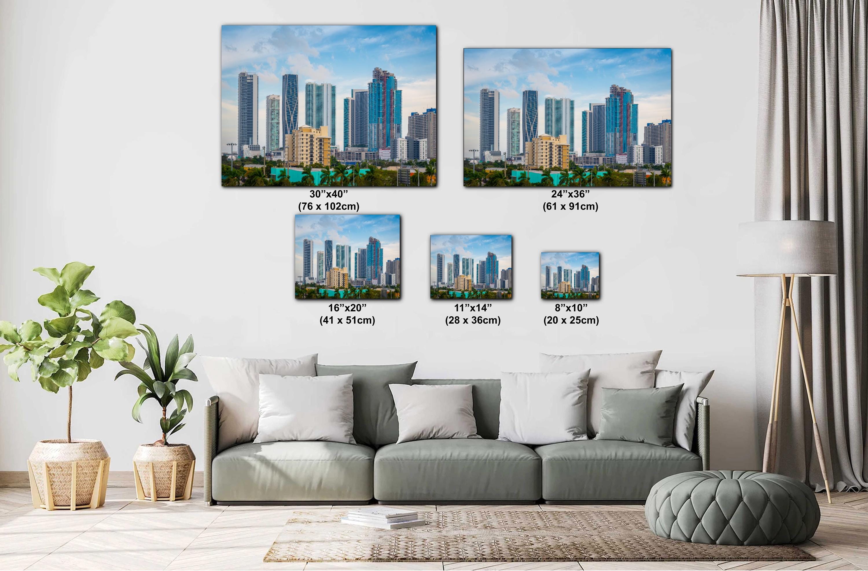 Miami Skyline Canvas Print - Downtown Miami Wall Art | Biscayne Bay Panorama